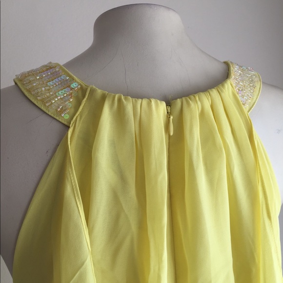 Cache Dress yellow size 8 NWT $178 chiffon - Picture 4 of 6